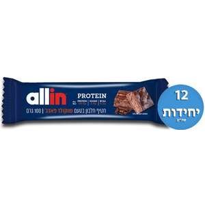 מארז 12 חטיפי חלבון Allin 100 גרם פאדג'