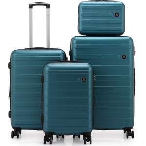 סט מזוודות Vegas 20+24+28 + תיק איפור – ירוק בקבוק