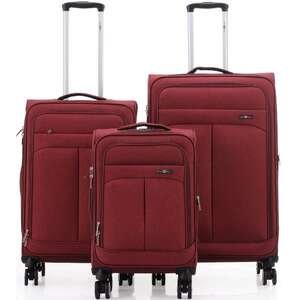 סט מזוודות בד 20+24+28 אינץ Brooklyn Swiss Royal אדום כהה