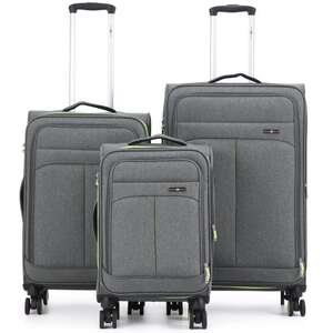 סט מזוודות בד Brooklyn 20+24+28 Swiss Royal אפור ירוק