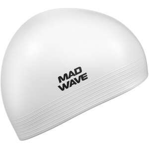 כובע שחייה 100% לטקס MAD WAVE לבן