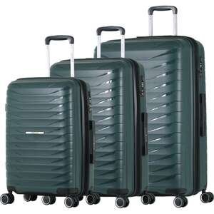 סט 3 מזוודות קשיחות 29 אינץ Travel Club ירוק זית
