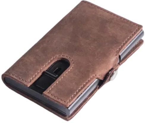 ארנק עור RFID דגם Automatic Leather Popup מבית Camel Mountain - צבע חום כהה