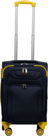 מזוודת טרולי מבד בגודל 20 אינץ' דגם Napolitano מבית Camel Mountain - צבע כחול כהה וצהוב