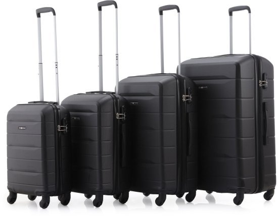 סט מזוודות קשיחות 18+20+24+28 אינץ' דגם Atlanta מבית Swiss Voyager - צבע שחור