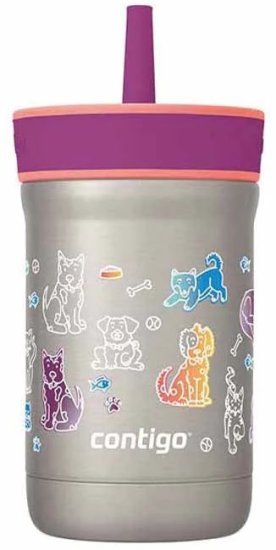 כוס נירוסטה עם קש 350 מ''ל דגם Leighton מבית Contigo - עיצוב חיות מחמד