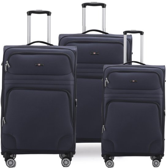 סט מזוודות בד 20+24+28 אינץ' דגם Castlegate מבית Swiss Voyager - צבע אפור