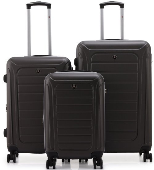 סט מזוודות קשיחות 20+25+29 אינץ' דגם Winton מבית Swiss Voyager - צבע אפור כהה
