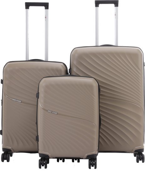 סט מזוודות קשיחות 20+24+28 אינץ' דגם NewYork מבית Swiss Voyager - צבע שמפניה