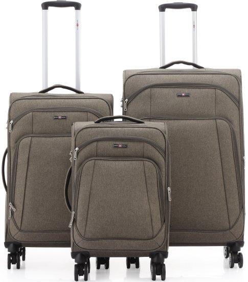 סט מזוודות בד 20+24+28 אינץ' דגם Tokyo מבית Swiss Royal - צבע חאקי