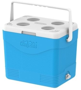 צידנית קשיחה פרמיום עם 4 מחזיקי כוסות 24 ליטר KeepCold - צבע כחול בהיר