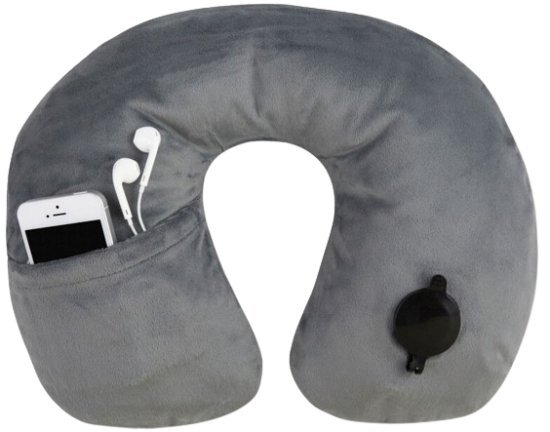 כרית מתנפחת לצוואר דגם Deluxe מבית Travelon - צבע אפור