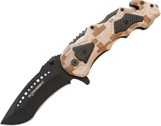 אולר מתקפל דגם EG-040 מבית ExtremeGear - צבע שחור / חום הסוואה