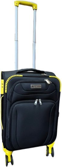 מזוודת טרולי מבד בגודל 20 אינץ' דגם Napolitano מבית Camel Mountain - צבע שחור וצהוב