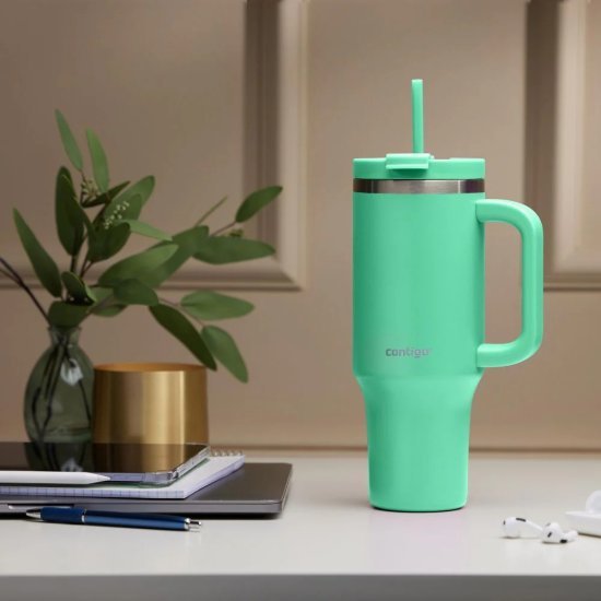 כוס שתיה תרמית עם קש דגם Streeterville מבית Contigo - צבע טורקיז - 1200 מ''ל