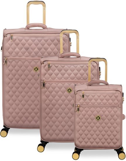 סט 3 מזוודות רכות (בד) 20/25 / 30 אינץ' דגם Glimmering מבית ITluggage - צבע רוז גולד