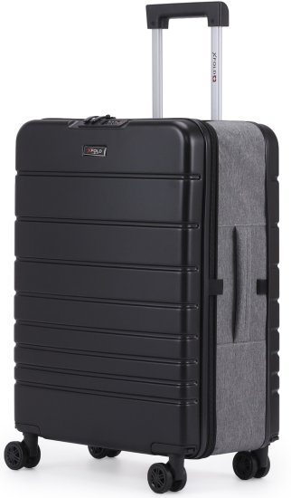 מזוודת טרולי ''20 מתקפלת עליה למטוס דגם XFOLD מבית Swiss Voyager - צבע שחור