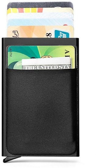 ארנק כרטיסים דק נשלף RFID דגם RFID Slim מבית Camel Mountain - צבע שחור