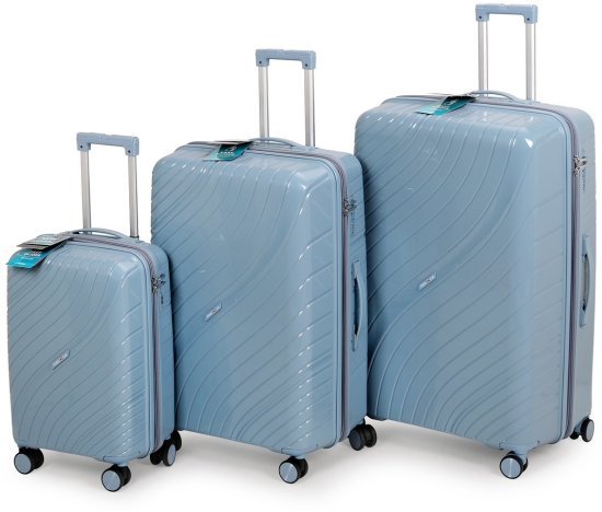 סט 3 מזוודות קשיחות 20/28 / 32 אינץ' Travel Club - צבע כחול בהיר