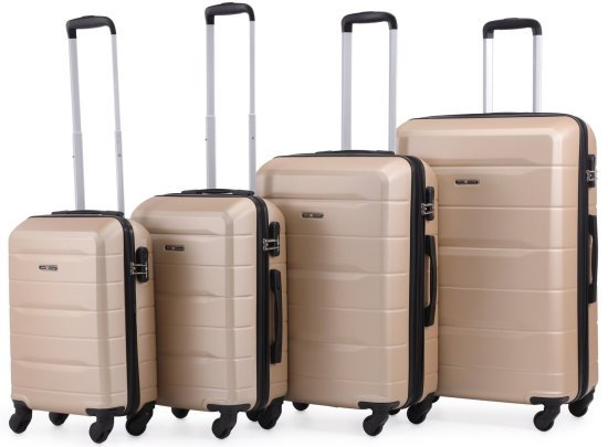 סט מזוודות קשיחות 18+20+24+28 אינץ' דגם Atlanta מבית Swiss Voyager - צבע שמפניה