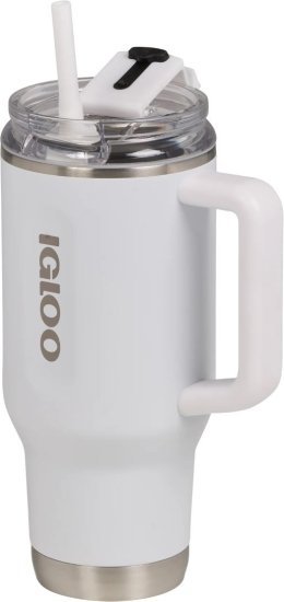 כוס תרמית עם קש 1 ליטר Flip ‘n’ Sip מבית Igloo - צבע לבן