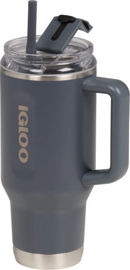 כוס תרמית עם קש 1 ליטר Flip ‘n’ Sip מבית Igloo - צבע אפור פחם