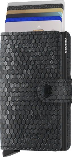 ארנק עור קומפקטי בעל הגנת Secrid Miniwallet RFID - צבע שחור Hexagon