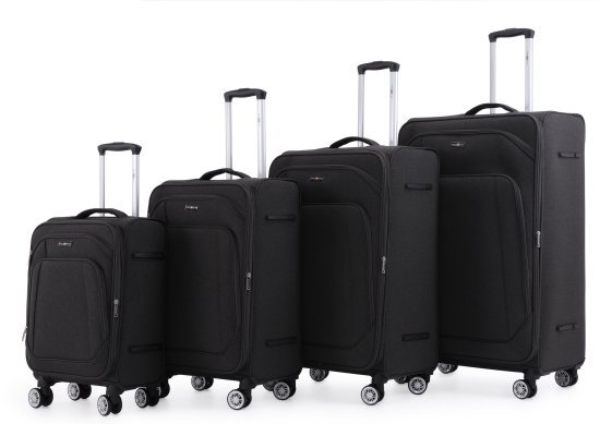סט מזוודות בד 20+24+28+32 אינץ' דגם Tokyo מבית Swiss Royal - צבע שחור