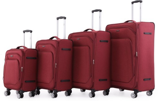 סט מזוודות בד 20+24+28+32 אינץ' דגם Tokyo מבית Swiss Royal - צבע אדום כהה