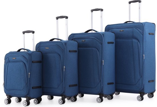 סט מזוודות בד 20+24+28+32 אינץ' דגם Tokyo מבית Swiss Royal - צבע כחול ג'ינס
