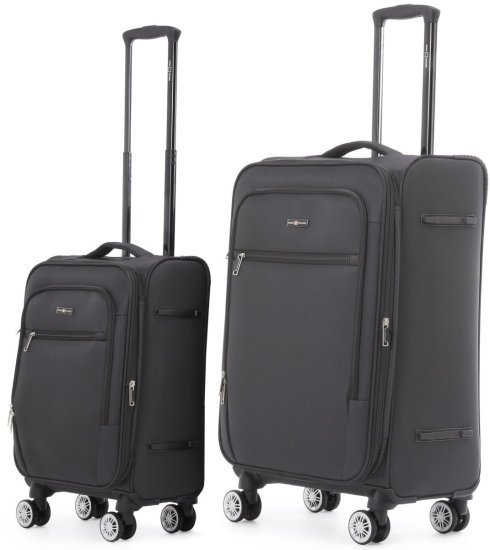 זוג מזוודות בד 20+28 אינץ' דגם Alpine מבית Swiss Voyager - צבע אפור