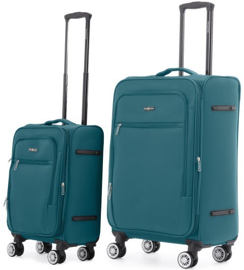 זוג מזוודות בד 20+28 אינץ' דגם Alpine מבית Swiss Voyager - צבע טורקיז