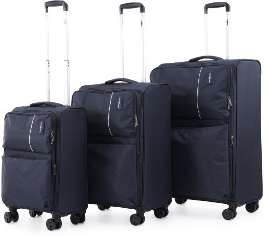 סט מזוודות בד 20+24+28 אינץ' דגם C-lite מבית Swiss Royal - צבע כחול נייבי