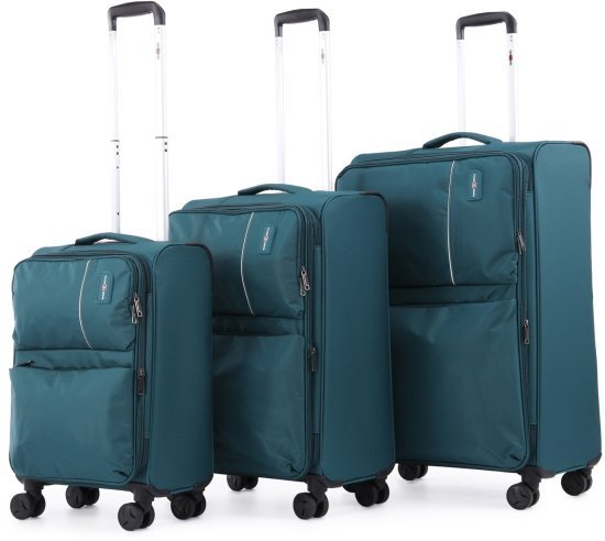 סט מזוודות בד 20+24+28 אינץ' דגם C-lite מבית Swiss Royal - צבע טורקיז