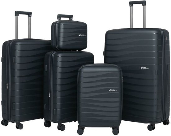 סט מזוודות קשיחות בלתי שבירות בגודל 14+20+24+28+32 אינץ' דגם ABLE מבית Camel Mountain - צבע אפור כהה