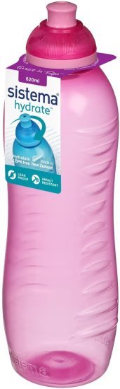 בקבוק שתייה לילדים Squeeze מסדרת Sistema - Hydrate - נפח 620 מ''ל - צבע ורוד