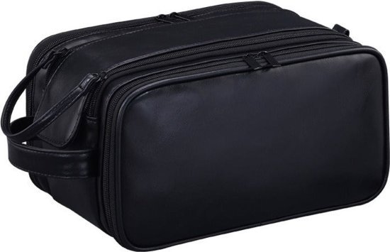 תיק רחצה דמוי עור דוחה מים דגם The Everkit מבית Camel Mountain - צבע שחור