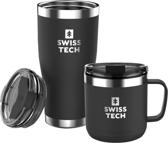 סט כוס ומאג תרמי 591+413 מ''ל SWISS+TECH - צבע שחור
