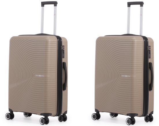 זוג מזוודות קשיחות בלתי שבירות 21 אינץ' דגם Miami מבית Swiss Royal - צבע שמפניה