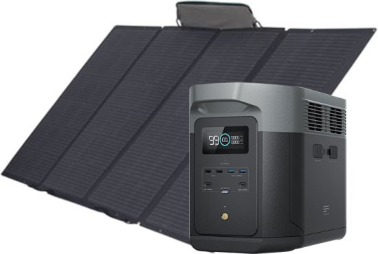 ערכת תחנת כוח ניידת Delta 2 Max + פאנל סולארי מתקפל 400W + כבל מתאם מבית EcoFlow