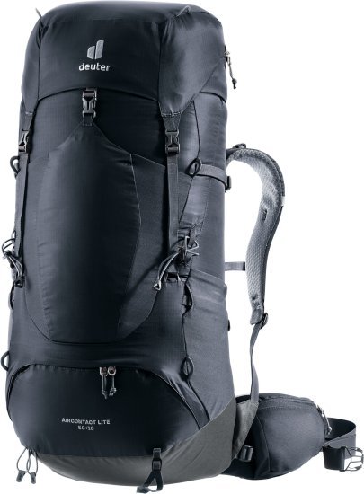 תיק גב 50+10 ליטר דגם Deuter Aircontact Lite - צבע שחור גרפיט